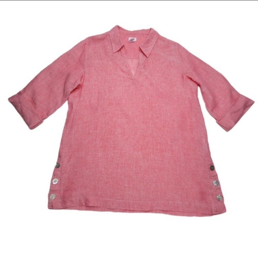 Sigrid Olsen 100% Linen Tunic Size 1x Top Blouse - image 3